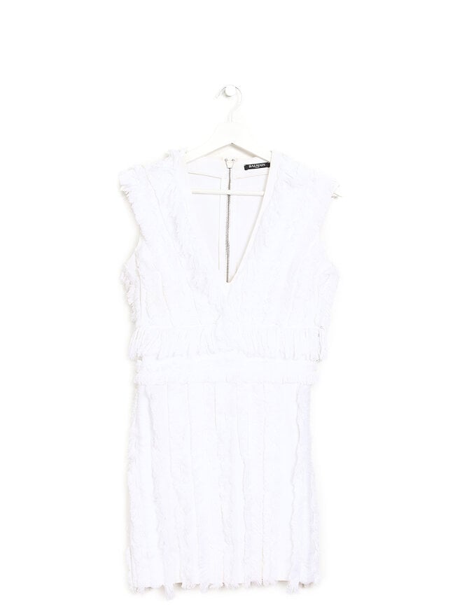 BALMAIN Robe Mini Sans Manches à Franges