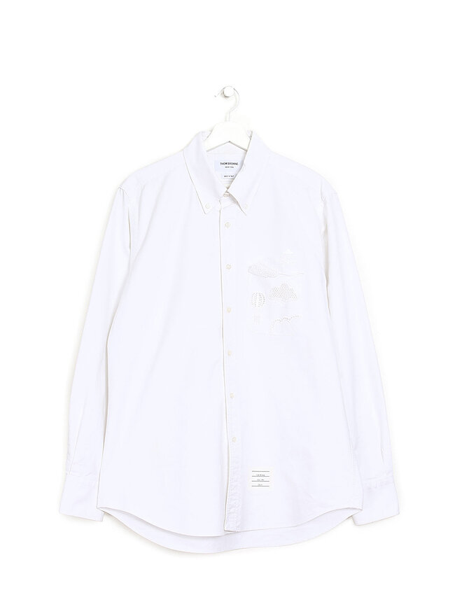 THOM BROWNE Chemise Classique en Coton Blanc