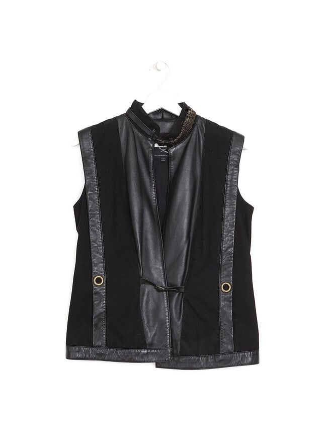 McQ Alexander McQueen Gilet à Boucle en Cuir Noir