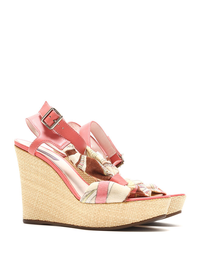 Emilio Pucci Multicolor Abstract Print Terrycloth Sandals