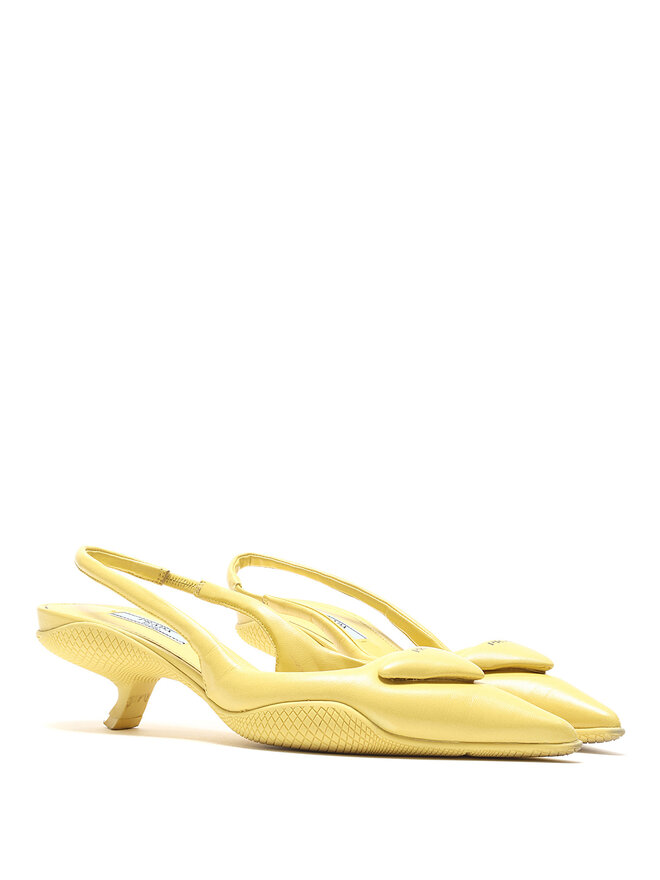 PRADA Yellow Pointed Toe Mules