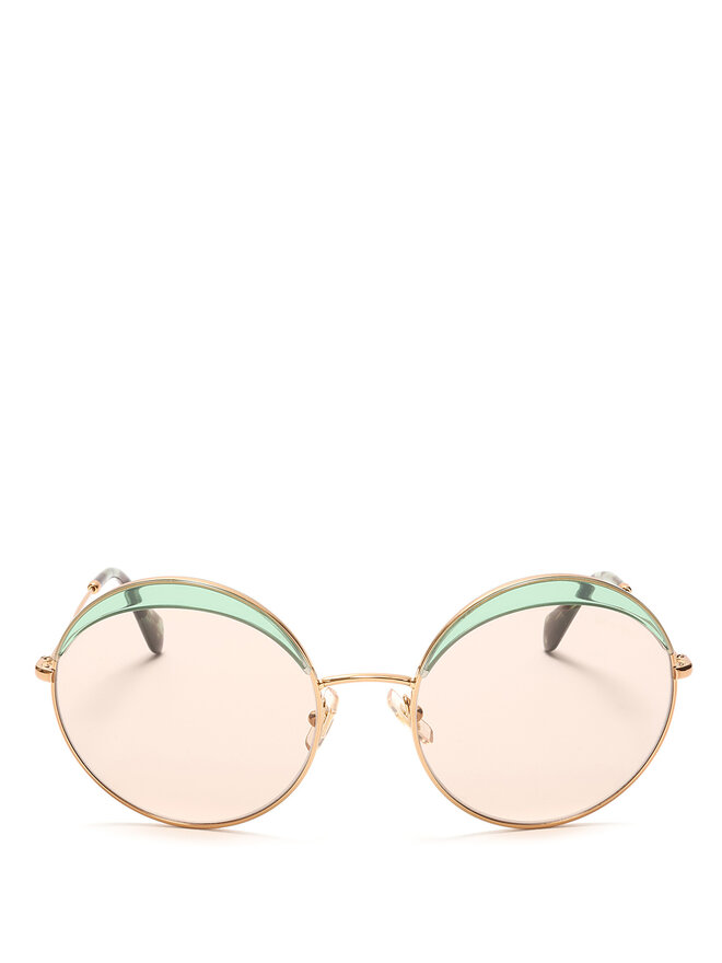 MIU MIU Round Gold Metal Frame Sunglasses