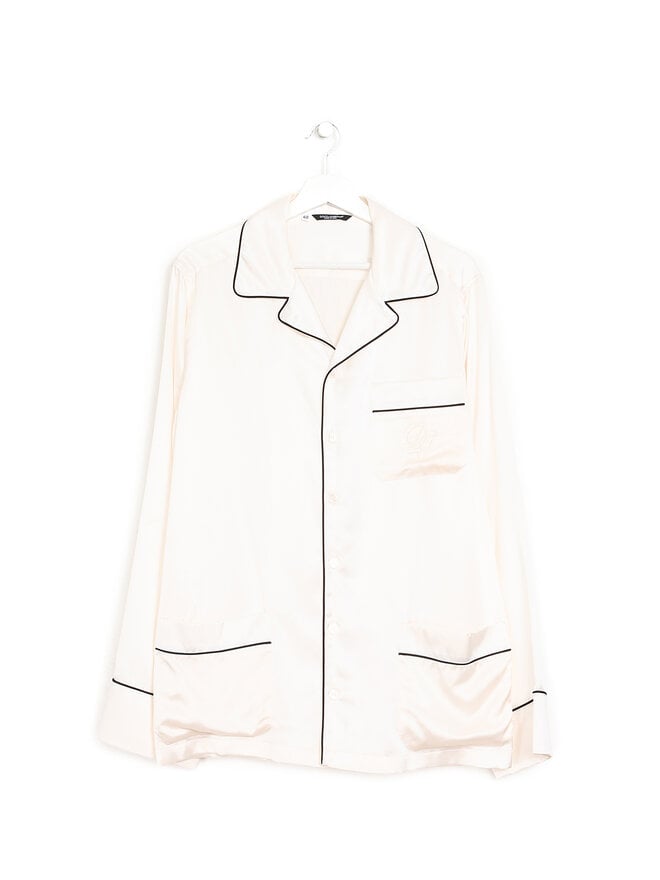 Dolce & Gabbana Silk Blouse with Contrasting Piping