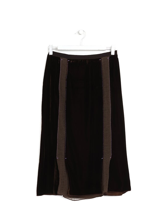 PRADA Paneled Velvet Midi Skirt