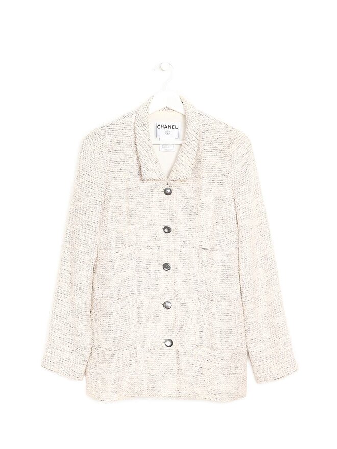 CHANEL Veste en Tweed Blanc Cassé