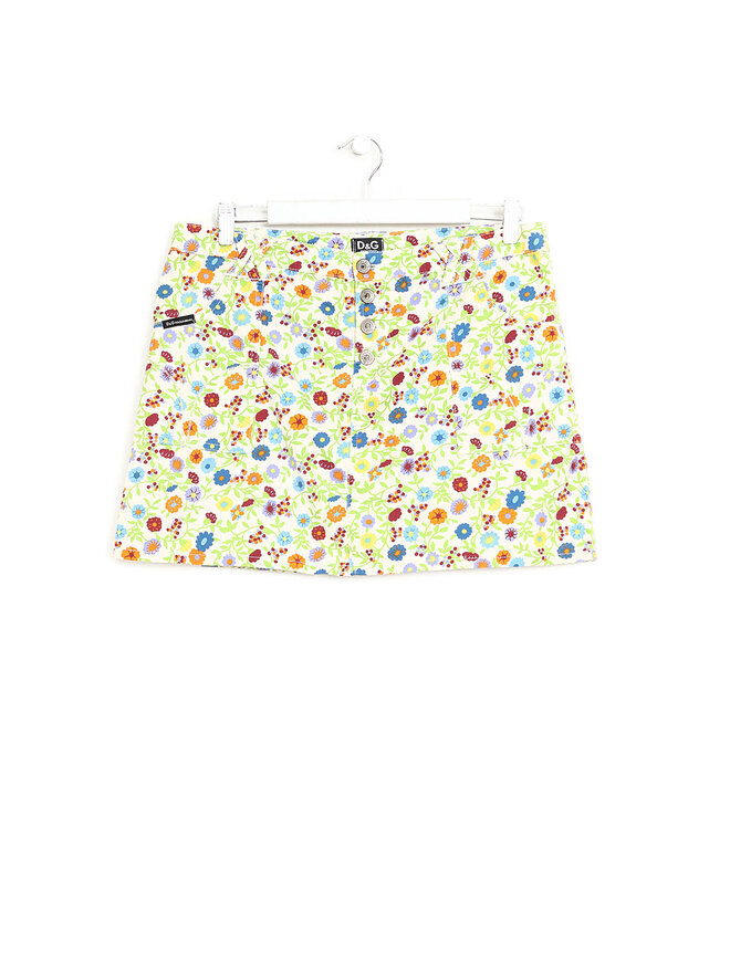 D&G DOLCE & GABBANA Multicolored Floral Mini Skirt
