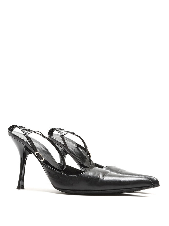 Roberto Cavalli Grained Leather Pointed Toe Pumps
