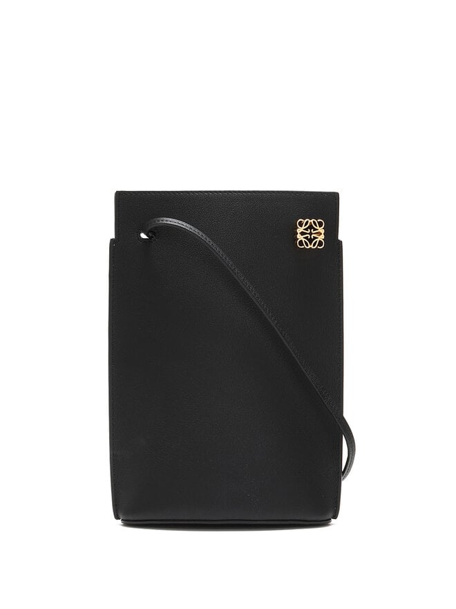 LOEWE Minimalist Black Leather Shoulder Bag