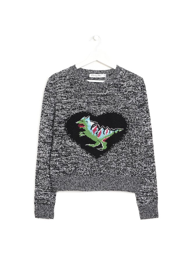 Christian Dior Pull en cachemire dinosaure et cœur