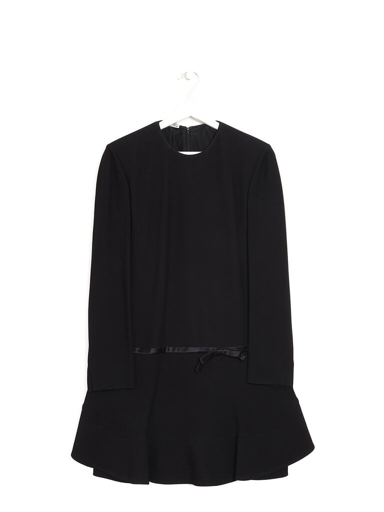 knee length dresses for ladies Miu Miu Black Long Sleeve Collared Sequin Midi Dress Size IT 44 (UK 12   Sellier