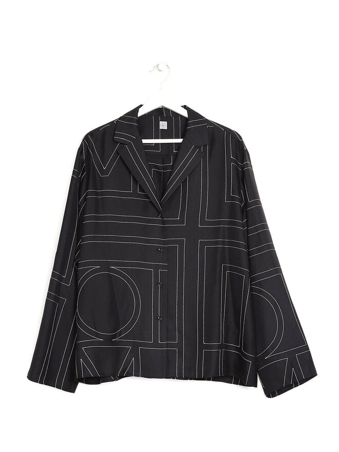 TOTEME Geometric Silk Long Sleeve Top