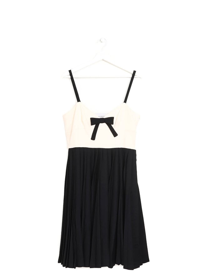 VALENTINO Robe Mini en Laine Noir et Blanc avec Noeud