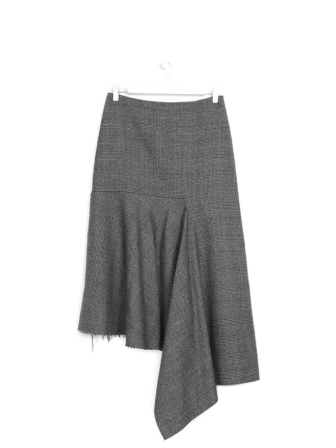 BALENCIAGA Jupe asymétrique en laine à carreaux