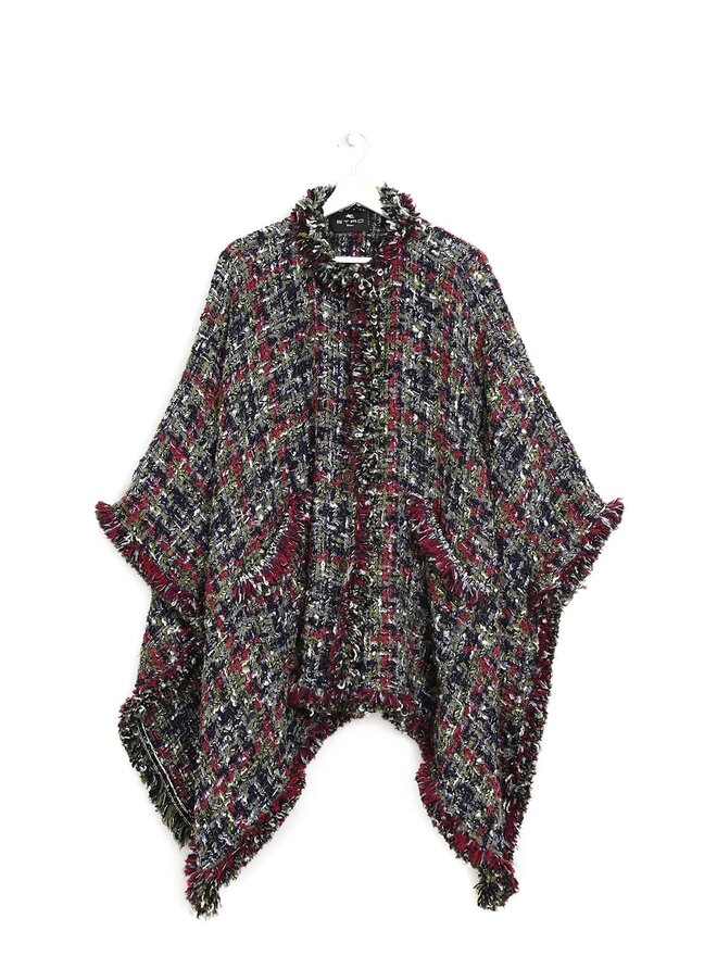 ETRO Multicolor Tweed Poncho