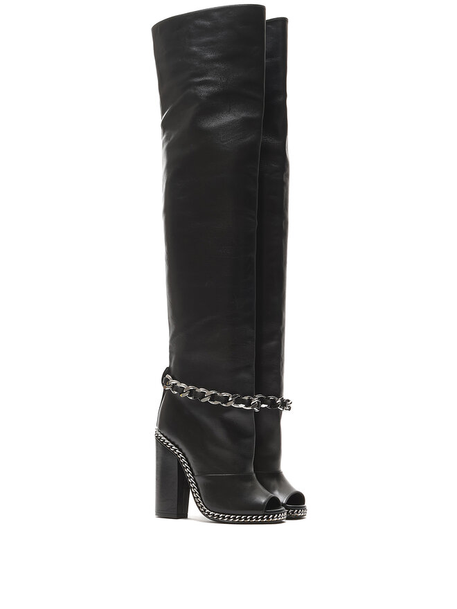 BALMAIN Chain High Heel Knee-High Boots