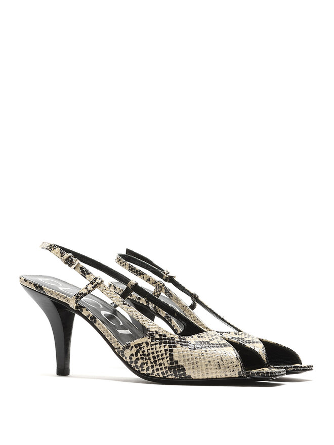 GUCCI Snakeskin Motif Leather Sandals