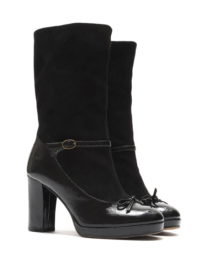Marc by Marc Jacobs Bottines en cuir verni et suède Trompe l'œil