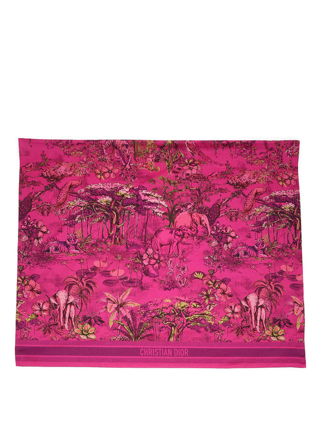 Christian Dior Foulard en coton rose motif abstrait