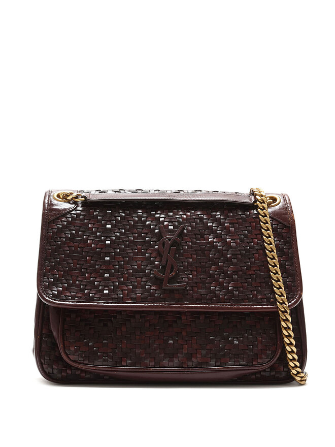 SAINT LAURENT Sac à chaîne Niki moyen monogramme en cuir tressé
