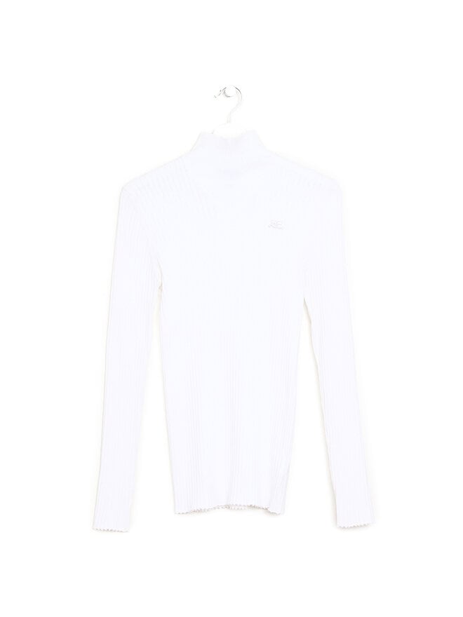 Courrèges Ribbed High Neckline Cotton Top