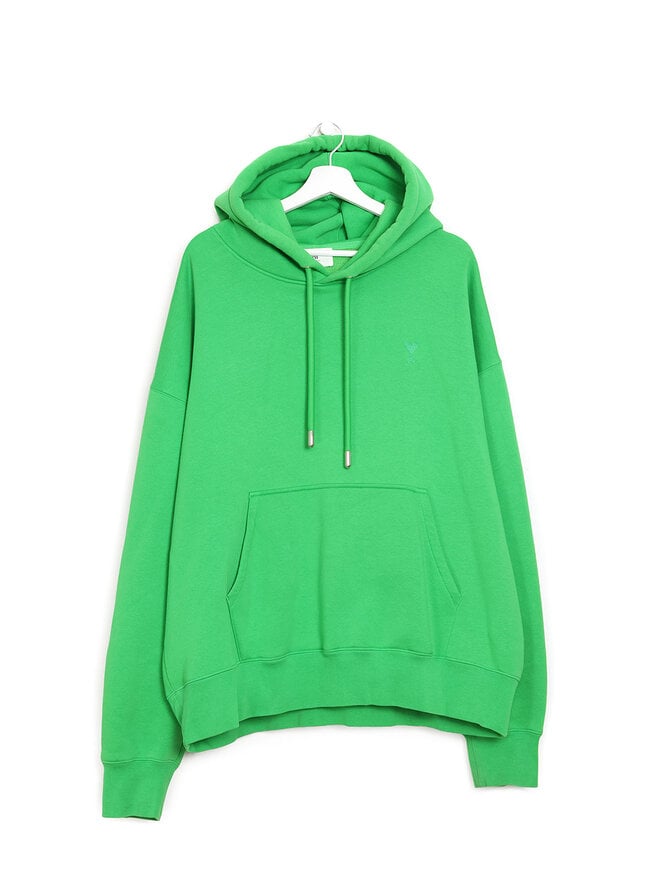 AMI PARIS Green Logo Embroidered Hoodie