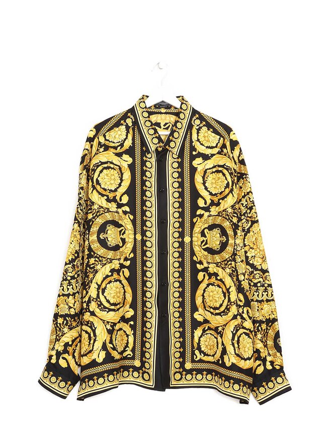 VERSACE Chemise en soie à imprimé Baroque
