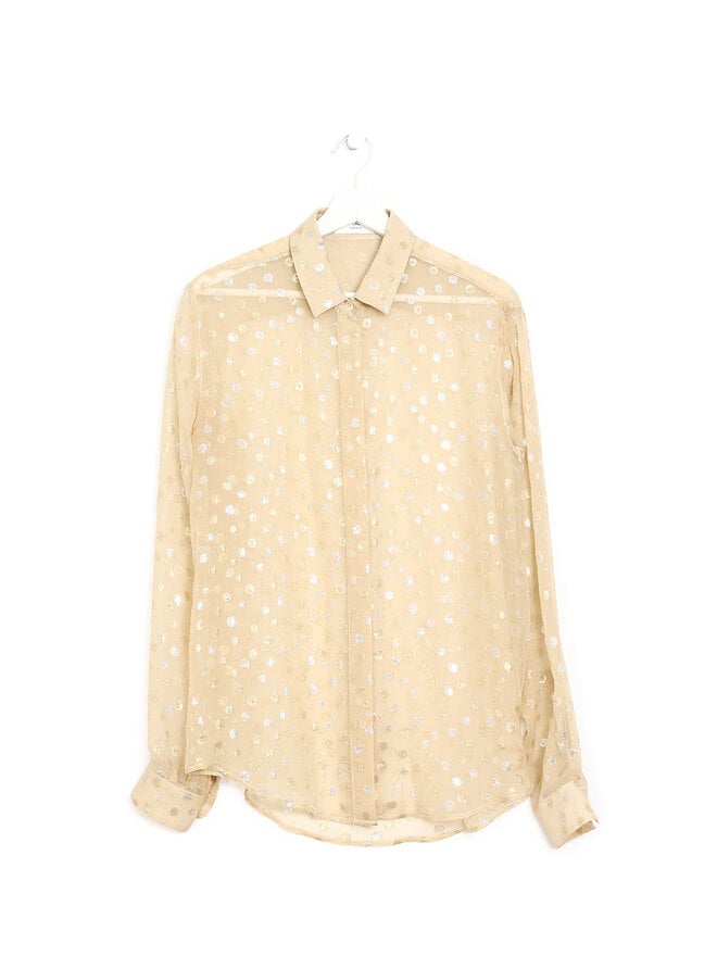 SAINT LAURENT Metallic Polka Dot Blouse