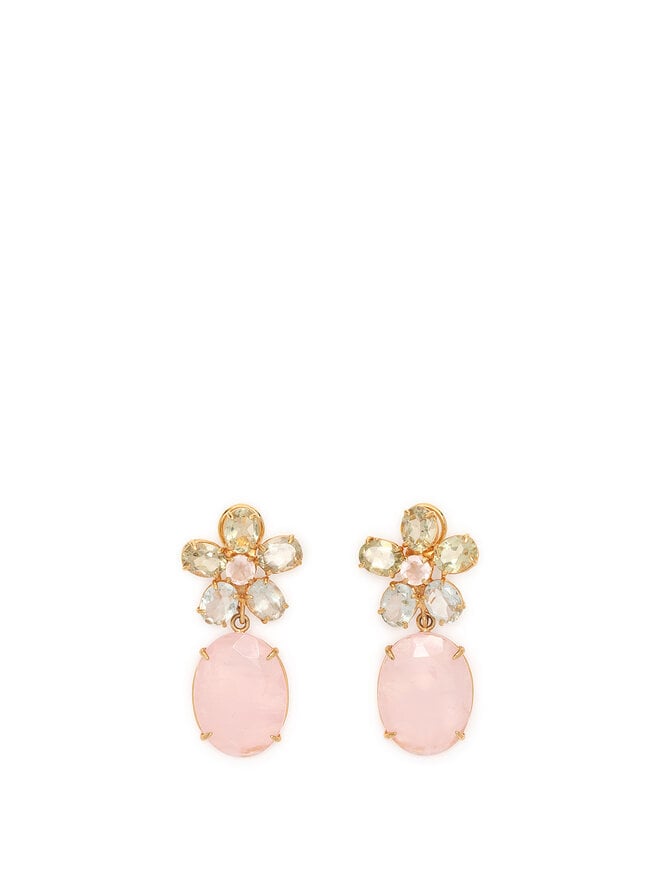 Bounkit Boucles d'oreilles florales en larme rose