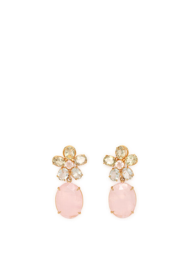 Bounkit Floral Pink Teardrop Earrings