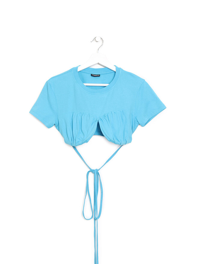 JACQUEMUS Cropped Tie Detail T-Shirt