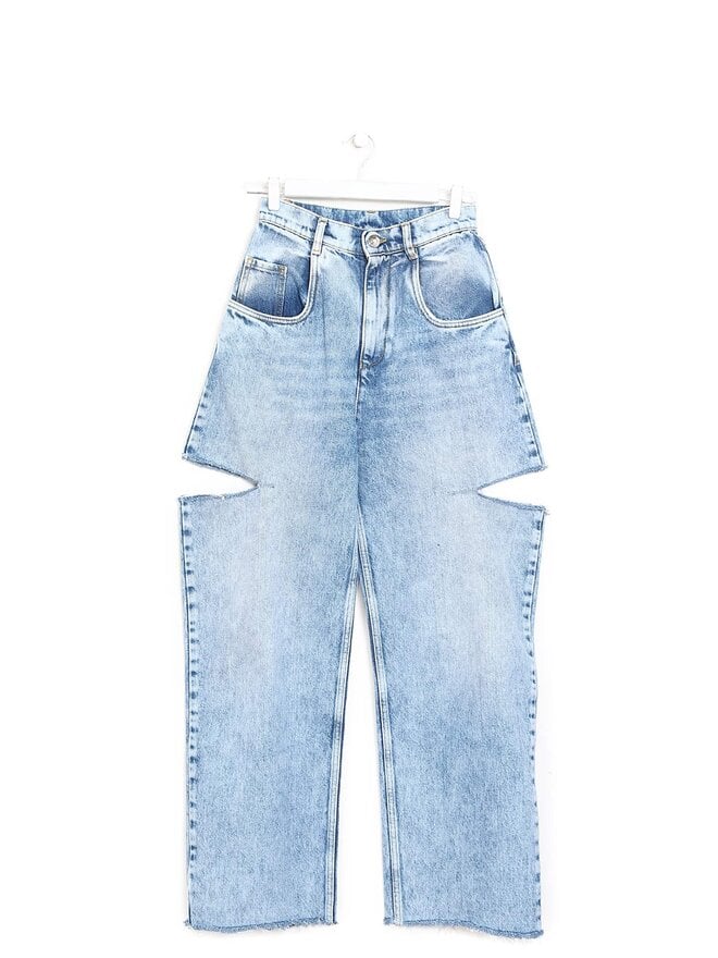 Maison Margiela Cropped Straight Leg Jeans with Side Cutouts