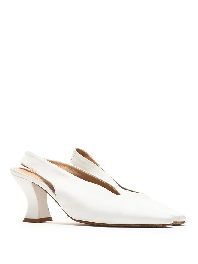 BOTTEGA VENETA White Slingback Leather Pumps