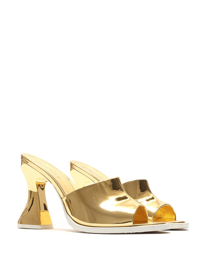 BOTTEGA VENETA Sandales à talons dorées métalliques