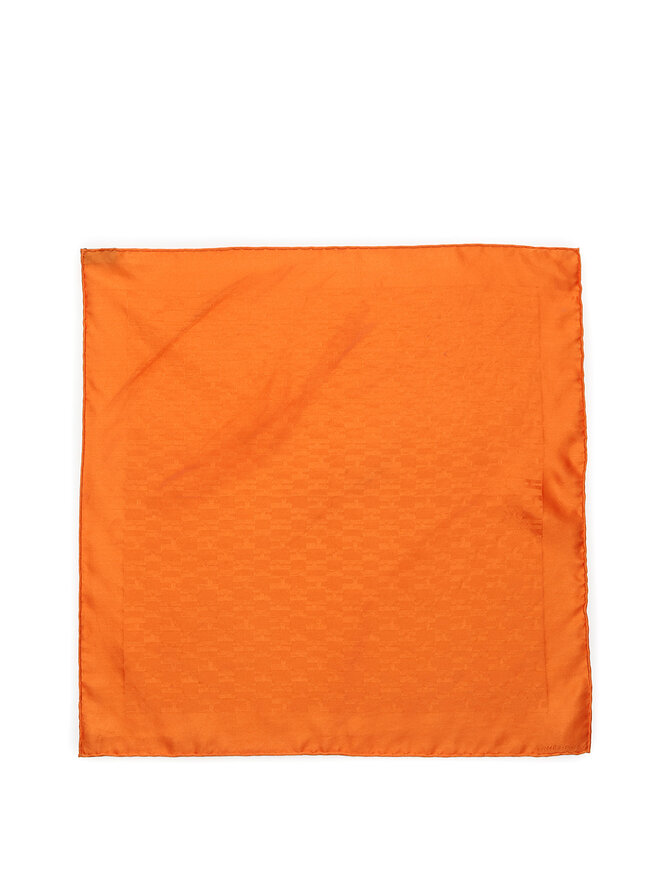 HERMÈS Orange Monogram Silk Pocket Square