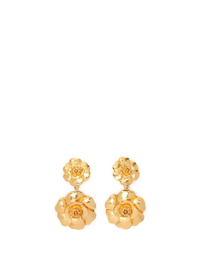 CHANEL Chanel Gold Flower Clip-On Earrings