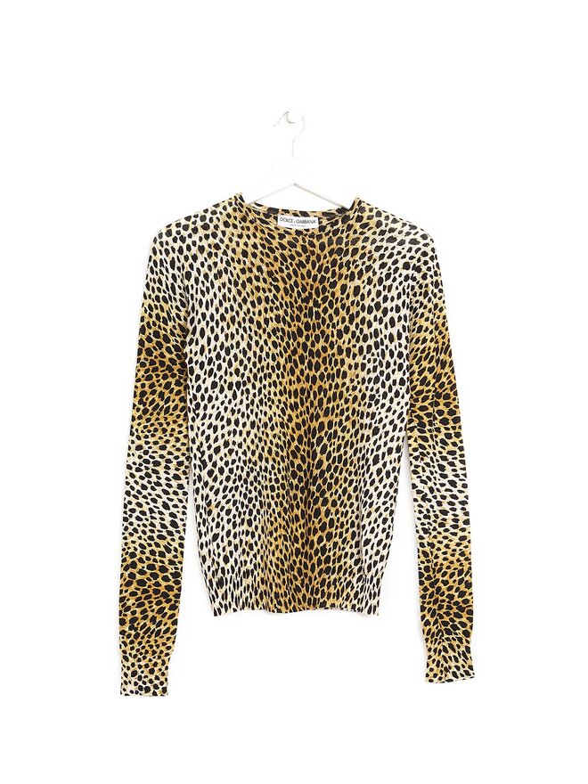 Dolce & Gabbana Leopard Print Long Sleeve Top