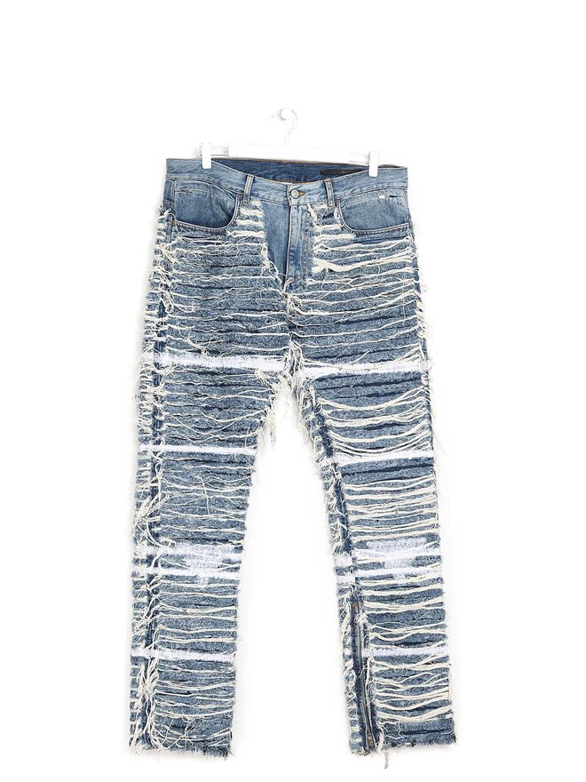 1017 ALYX 9SM Jeans en denim effiloché à détails abstraits
