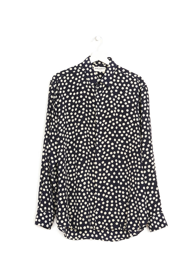 SAINT LAURENT Polka Dot Silk Blouse