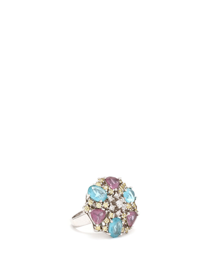 925 Multicolor Stone Cluster Ring