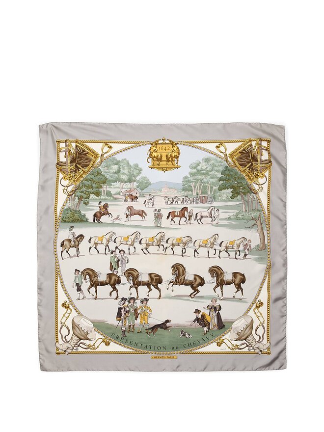 HERMÈS Equestrian Motif Silk Scarf