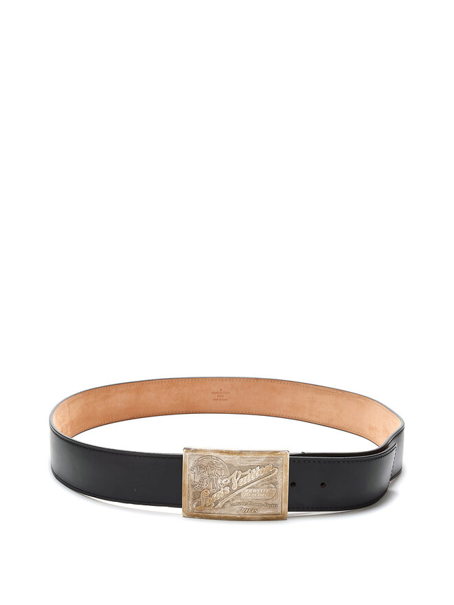LOUIS VUITTON Leather Belt with Engraved Buckle