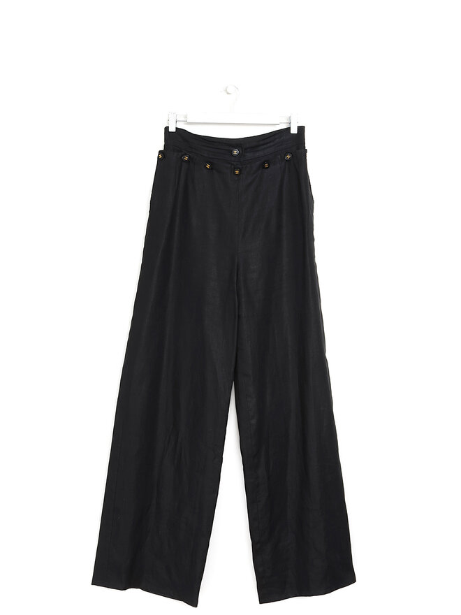 CHANEL Pantalon en laine taille haute