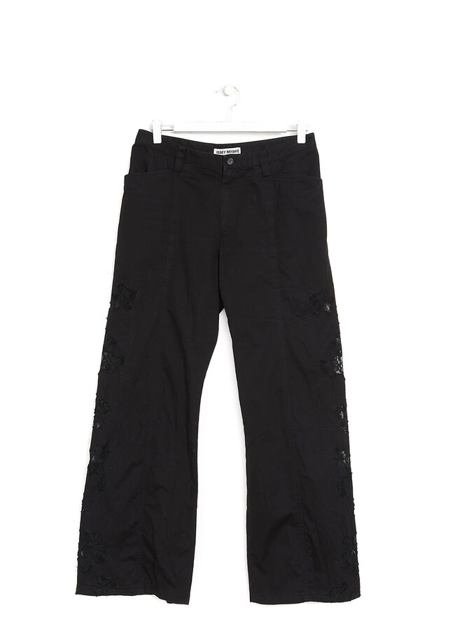 ISSEY MIYAKE Lace Side Detail Straight Pants