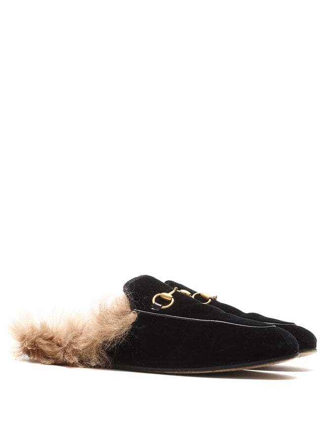 GUCCI Quilted Velvet Horsebit Loafers