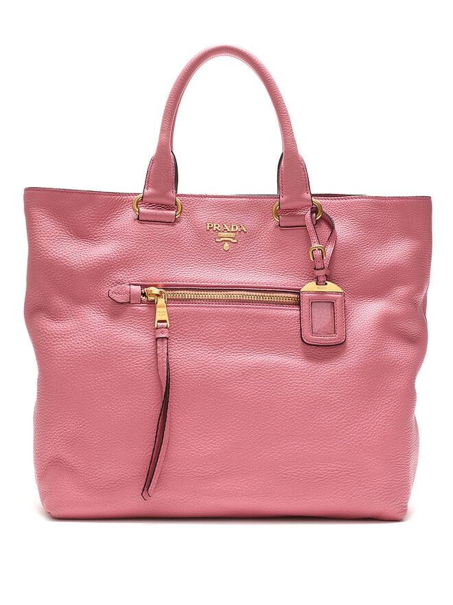 PRADA Pink Leather Tote Bag