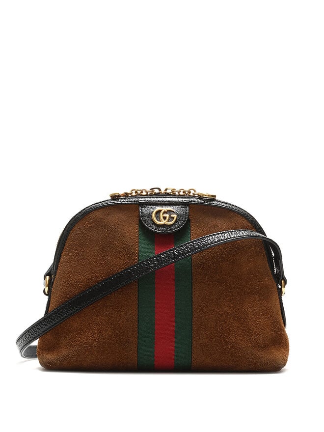 GUCCI Small Suede Ophidia Dome Crossbody Bag