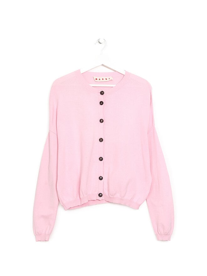 MARNI Cardigan en coton et cachemire rose