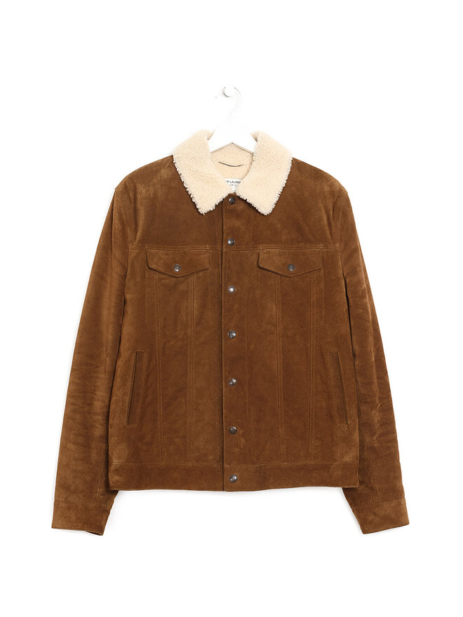 SAINT LAURENT Veste Longue en Agneau Lainé