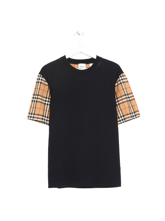 BURBERRY Checked Poplin-Trimmed Cotton-Jersey T-Shirt