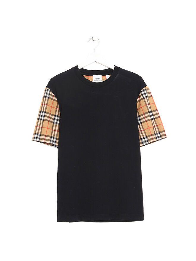 BURBERRY T-shirt en jersey de coton à manches carreaux